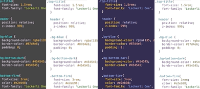 A display of different accessible syntax highlighting themes being applied to the same example code.